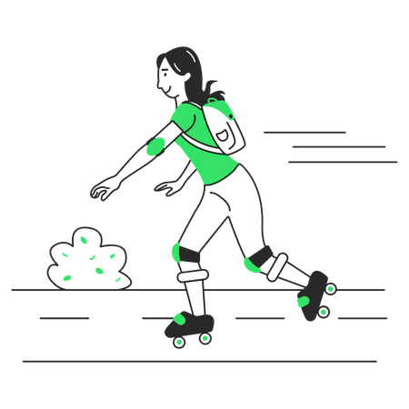 Woman skates on roller skates Illustration