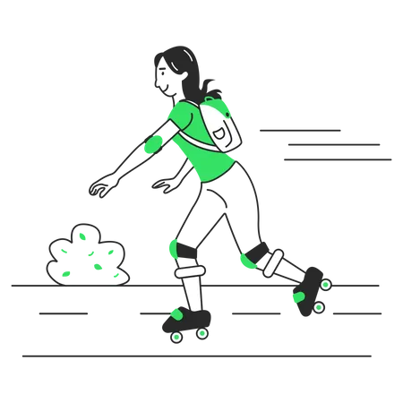 Woman skates on roller skates  Illustration