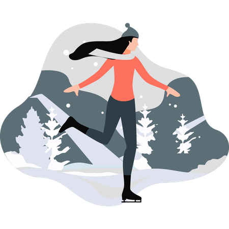 Woman skating on ice  Illustration