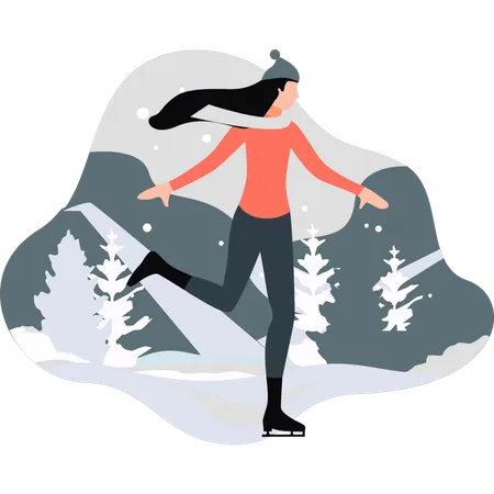 Woman skating on ice  Illustration