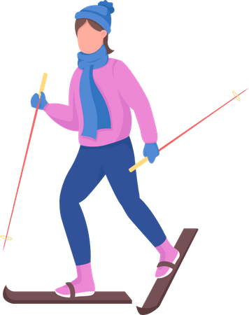 Woman skiing  Illustration