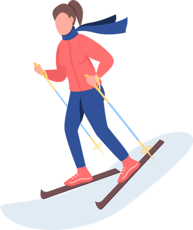 Woman skiing Illustration