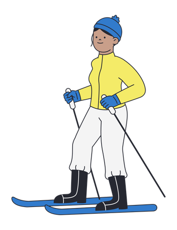 Woman Skiing in Winter  Illustration