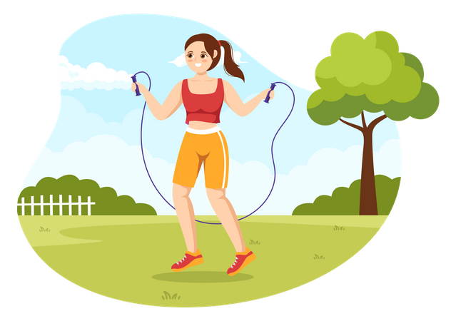 Woman Skipping Rope At Home  Illustration