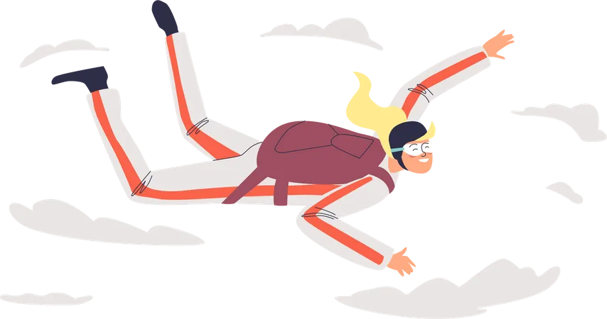 Woman skydiving with parachute Illustration