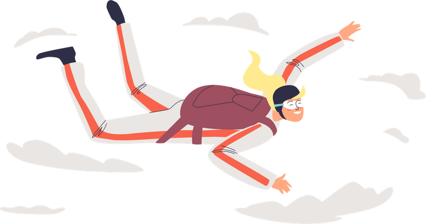 Woman skydiving with parachute  Illustration