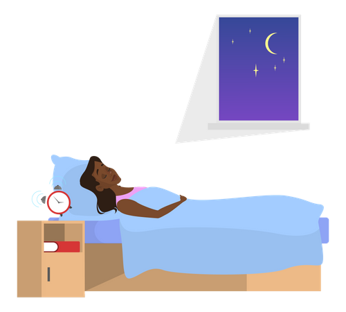 Woman sleep on the bed at night  Illustration