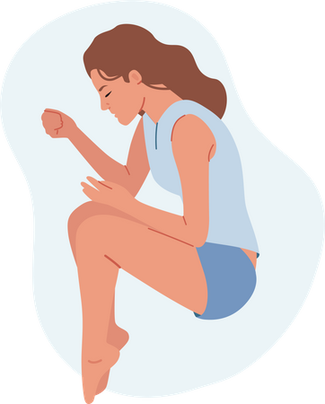 Woman sleeping in embryo pose Illustration