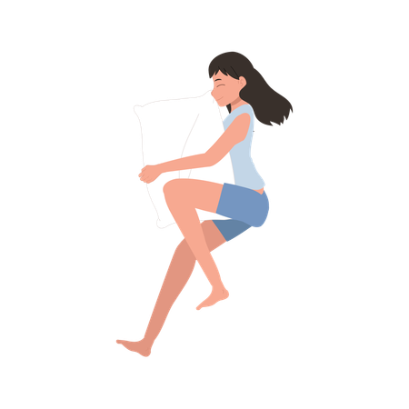 Woman sleeping on a bed  Illustration