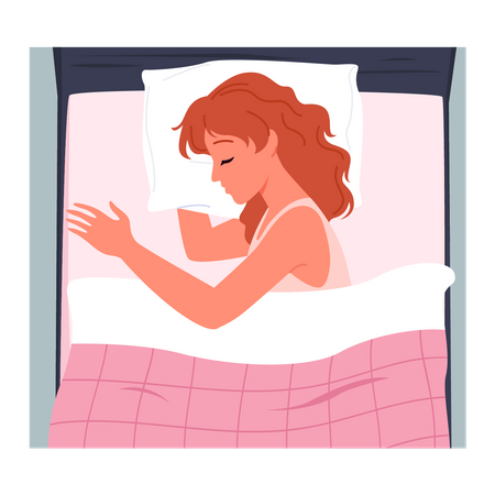 Woman Sleeping On Bed  Illustration