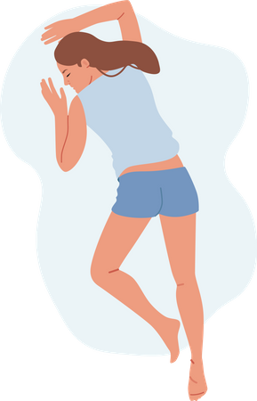Woman sleeping on belly posture Illustration