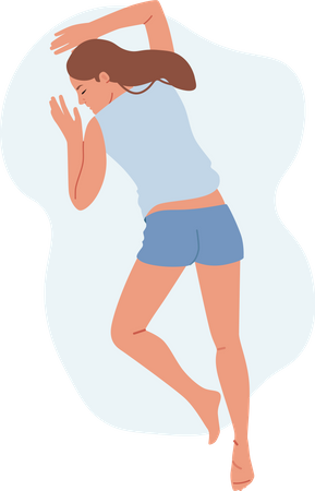 Woman sleeping on belly posture  Illustration