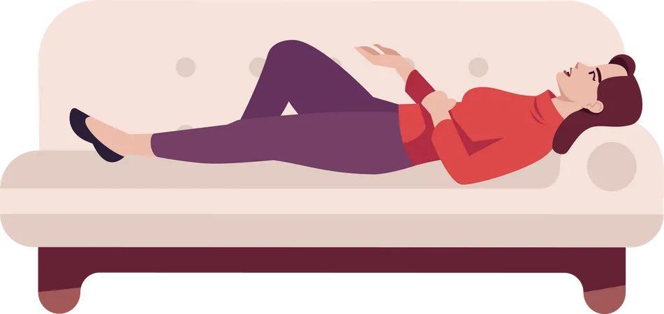 Woman sleeping on couch Illustration