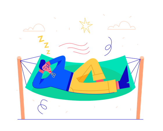 Woman Sleeping on Rope Swing  Illustration