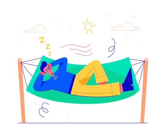 Woman Sleeping on Rope Swing  Illustration