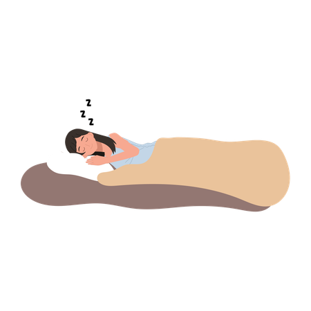 Woman sleeping peacefully on a bed  Illustration