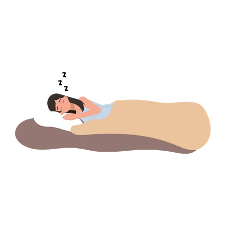 Woman sleeping peacefully on a bed  Illustration