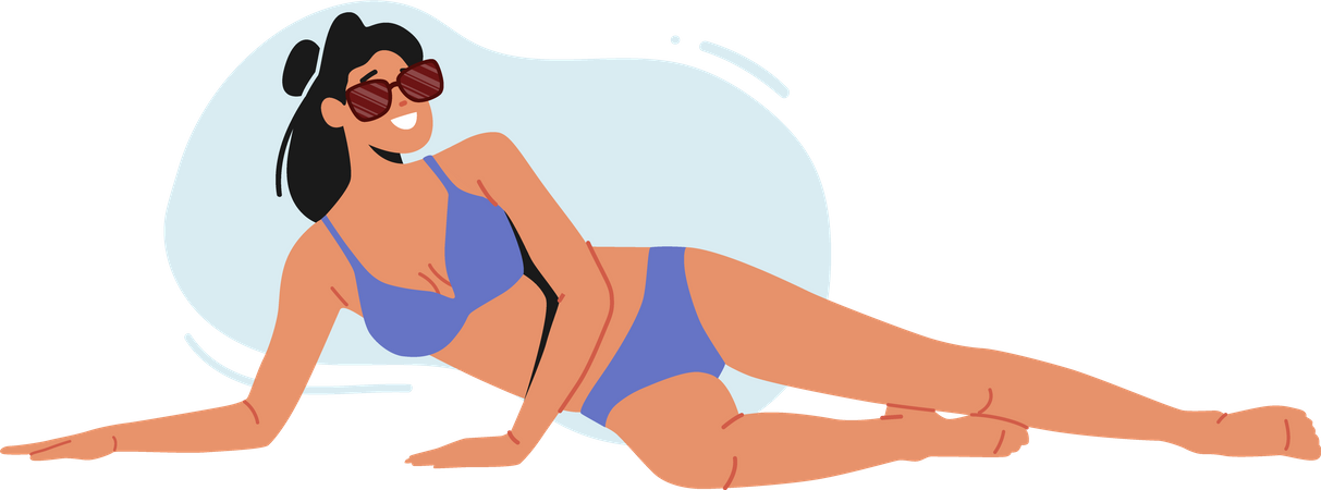 Woman sleeping while wearing swimsuit  Illustration