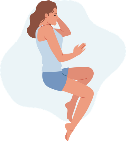 Woman sleeping with bent legs  Illustration