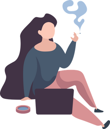 Woman Smoking cigarette Illustration