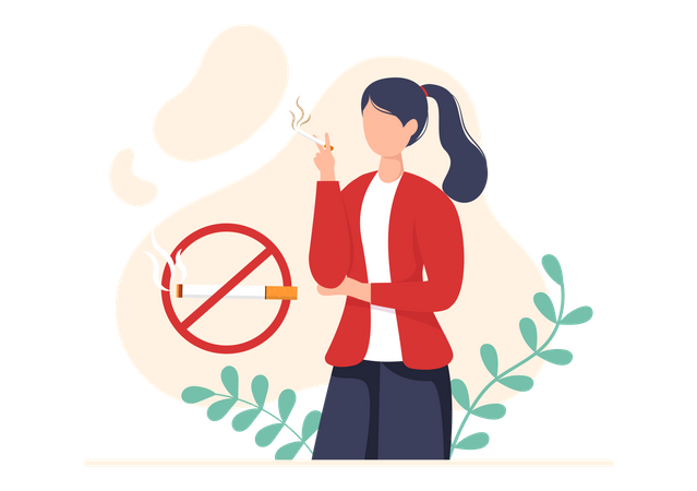 Woman smoking Cigarettes  Illustration