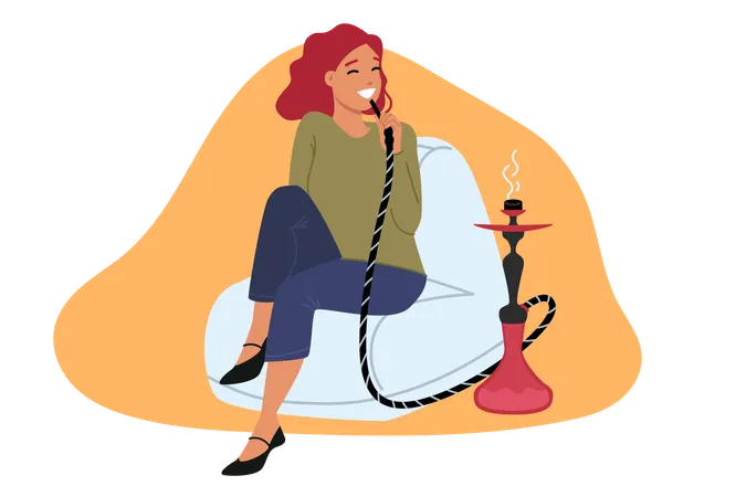 Woman smoking hookah  Illustration