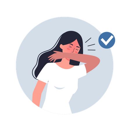 Woman sneezing under arm Illustration