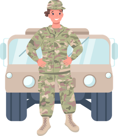 Woman soldier Illustration