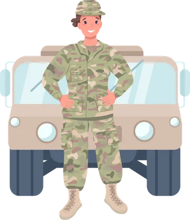Woman soldier Illustration