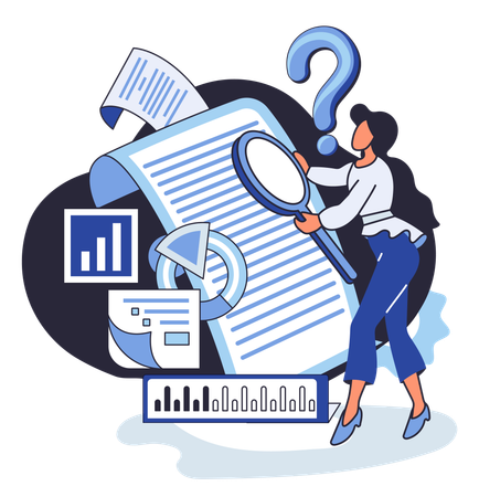 Woman solving business problem  Illustration