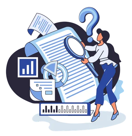 Woman solving business problem  Illustration