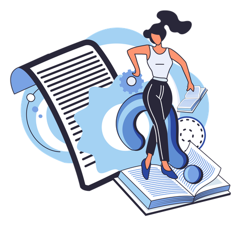 Woman solving business problem  Illustration