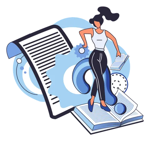 Woman solving business problem  Illustration