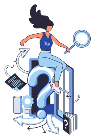 Woman solving business problem  Illustration