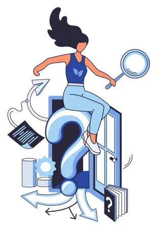 Woman solving business problem  Illustration