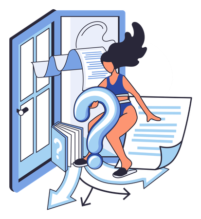 Woman solving business problem  Illustration