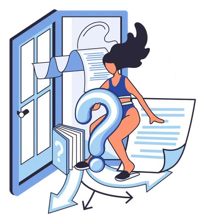 Woman solving business problem  Illustration