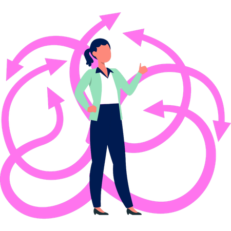 Woman solving decisive direction  Illustration