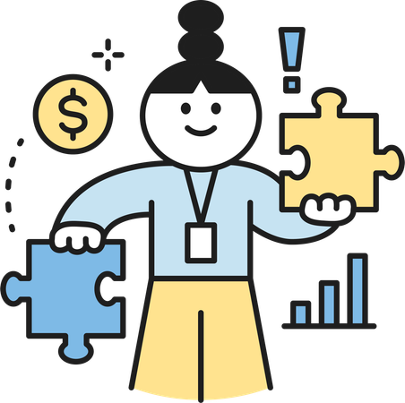 Woman solving puzzle  Illustration