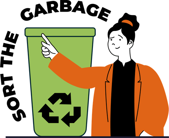 Woman sorting garbage  Illustration