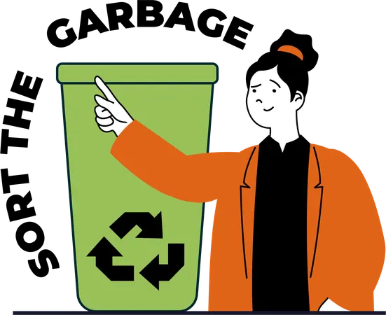 Woman sorting garbage  Illustration