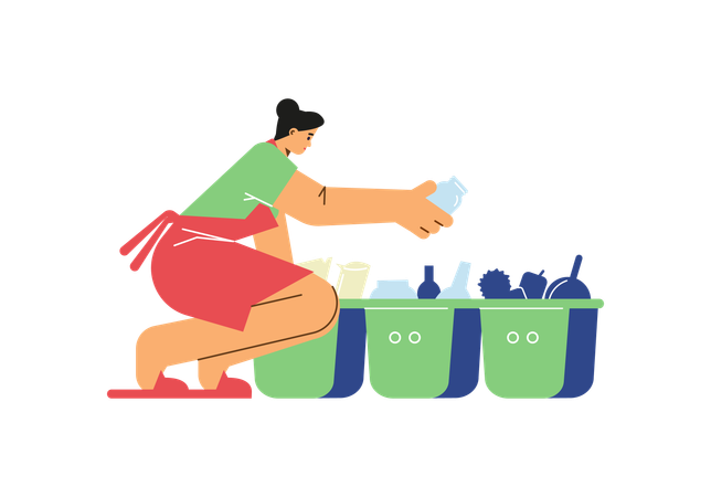 Woman sorting garbage  Illustration