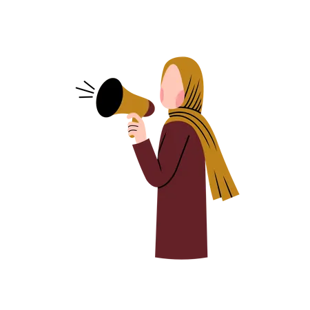 Woman speak in megaphone Illustration