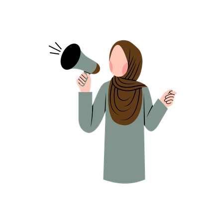 Woman speak in megaphone  Illustration