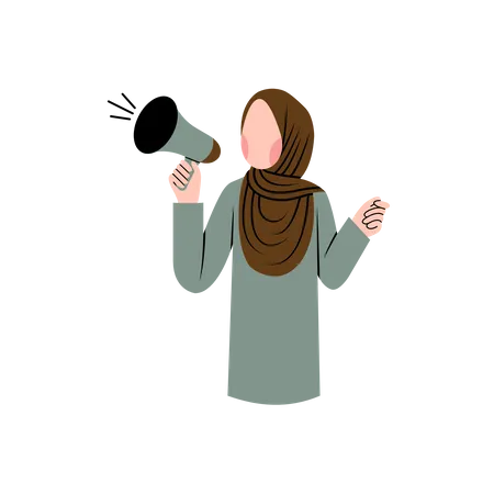 Woman speak in megaphone  Illustration