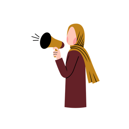 Woman speak in megaphone  Illustration