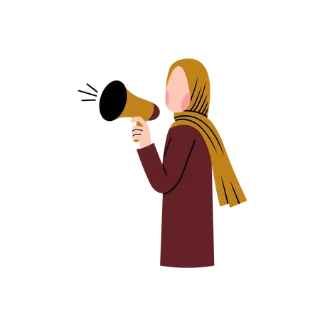 Woman speak in megaphone  Illustration