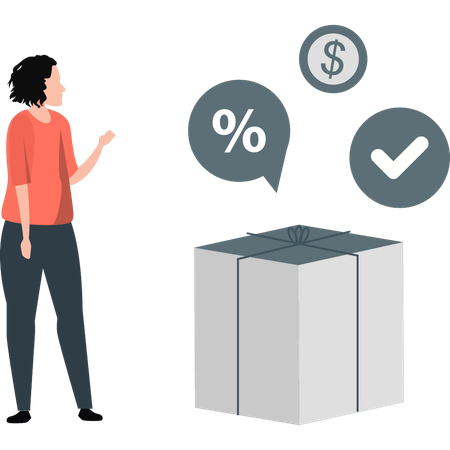 Woman speaking about Delivery box payment  Illustration