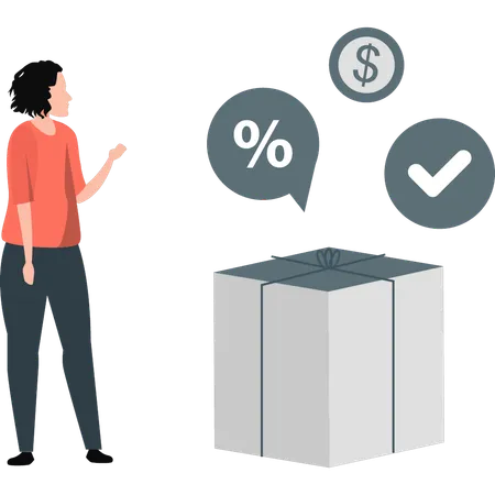 Woman speaking about Delivery box payment  Illustration