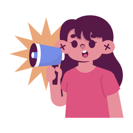 Woman speaking with megaphone  Illustration